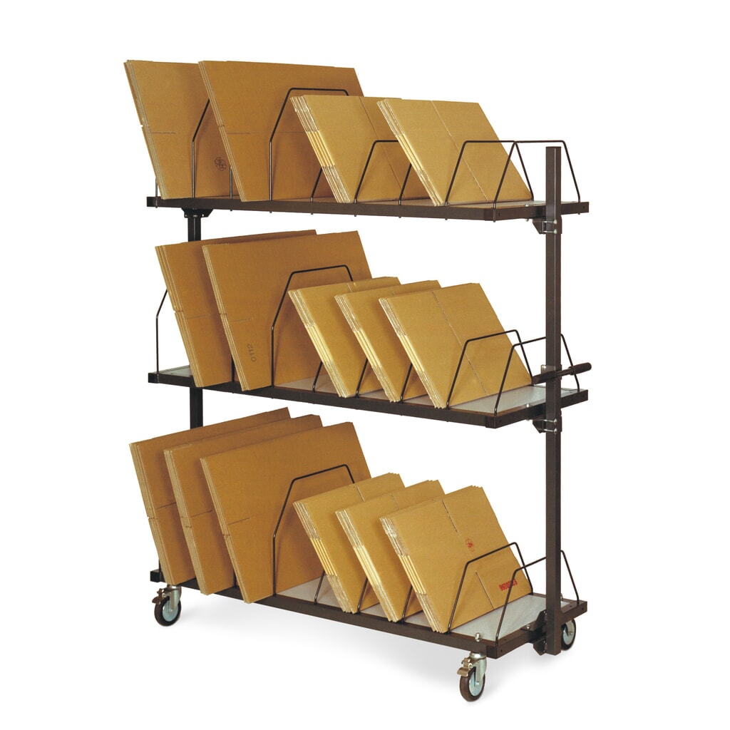 Zdjęcie produktu nr 1: Magazynek kartonów z pałąkiem do pchania, 2 poziomy, wys. x szer. x głęb. 1260 x 1 600 x 600 mm