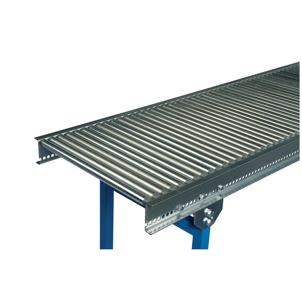BLUME mały przenośnik rolkowy, rolki z rurek stalowych Ø 20 mm, oś sprężynowa, dł. x szer. 1000 x 300 mm Zdjęcie produktu: BLUME mały przenośnik rolkowy, rolki z rurek stalowych Ø 20 mm, oś sprężynowa, dł. x szer. 1000 x 300 mm