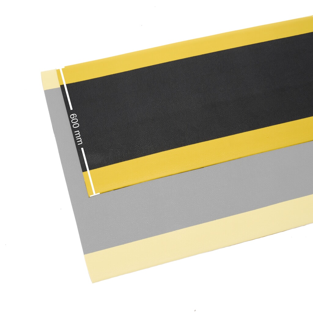 Mata przeciwzmęczeniowa HEMMDAL ErgoSoft Classic, teksturowana, 1-warstwowa, szer. x dł. 600 x 600 mm, kolor czarny/żółty Zdjęcie produktu nr 7: Mata przeciwzmęczeniowa HEMMDAL ErgoSoft Classic, teksturowana, 1-warstwowa, szer. x dł. 600 x 600 mm, kolor czarny/żółty