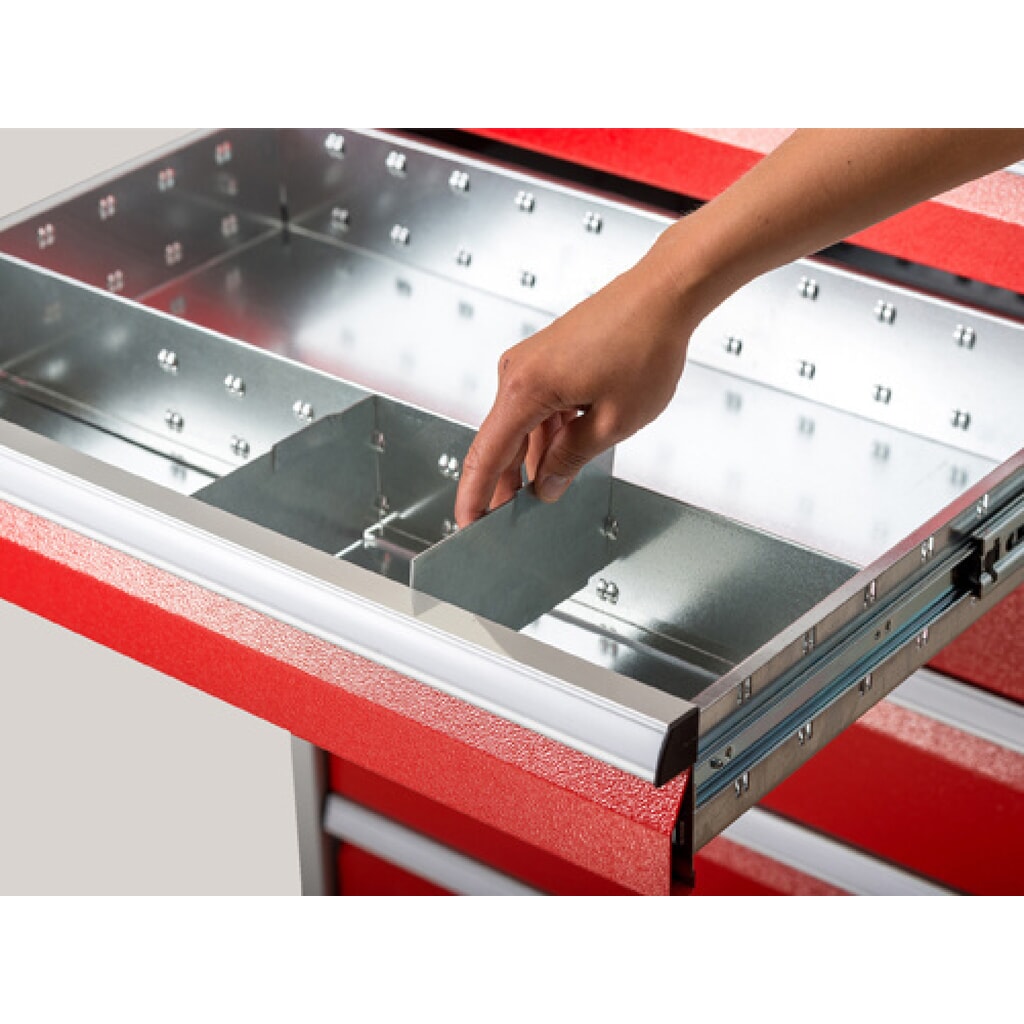 Metalowa podziałka Bedrunka+Hirth do wózka warsztatowego Maxmobile, 2 szyny środkowej przegrody, do wysokości przedniej 150 mm Zdjęcie produktu nr 2: Metalowa podziałka Bedrunka+Hirth do wózka warsztatowego Maxmobile, 2 szyny środkowej przegrody, do wysokości przedniej 150 mm