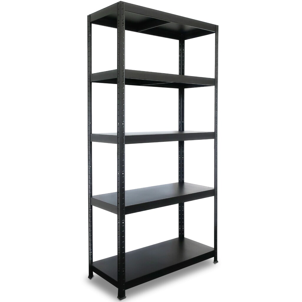 Metalowy regał wtykowy HEMMDAL, obciążenie półki 130 kg, wys. x szer. x gł. 1 800 x 900 x 400 mm, kolor czarny Zdjęcie produktu: Metalowy regał wtykowy HEMMDAL, obciążenie półki 130 kg, wys. x szer. x gł. 1 800 x 900 x 400 mm, kolor czarny