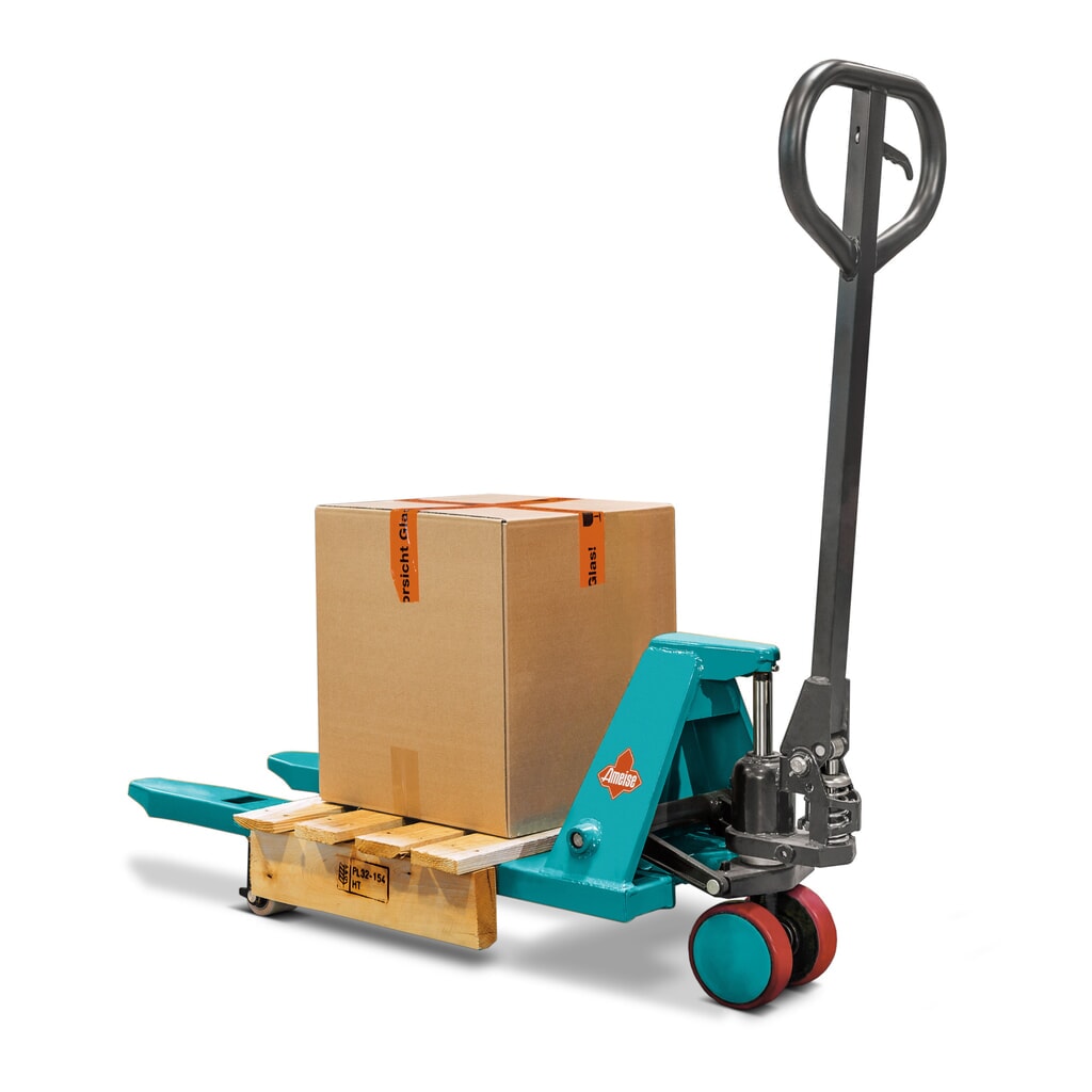 Zdjęcie produktu: Ręczny miniwózek paletowy Ameise® PTM 0.5, udźwig 500 kg, długość wideł 800 mm, poliuretan/nylon