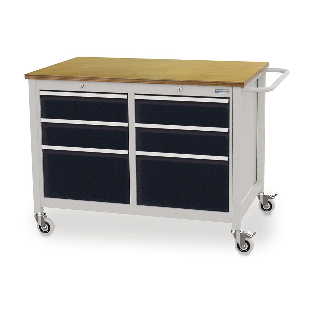 Zdjęcie produktu nr 1: Mobilna ława warsztatowa Bedrunka+Hirth, 6 szuflad, czarny głęboki