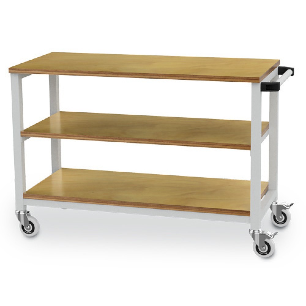 Zdjęcie produktu nr 1: Mobilna ława warsztatowa Bedrunka+Hirth R 18-16, wys. x szer. x gł. 880 x 1200 x 540 mm, kolor jasnoszary, 2 x półka