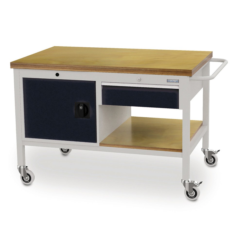 Zdjęcie produktu nr 1: Mobilna ława warsztatowa Bedrunka+Hirth, szafka, 1 szuflada, czarny głęboki