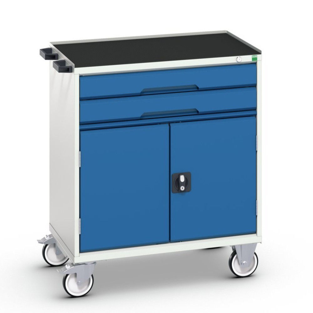 Zdjęcie produktu nr 1: Mobilna szafa bott verso z 2 szufladami, drzwiami oraz krawędzią toczną, szer. x gł. x wys.: 800 x 550 x 965 mm