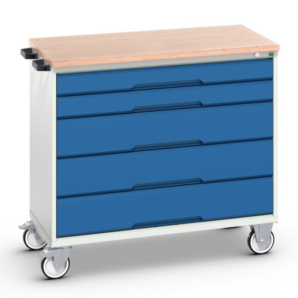 Zdjęcie produktu nr 1: Mobilna szafa bott verso z 5 szufladami oraz półką multipleks, szer. x gł. x wys.: 1 050 x 600 x 980 mm