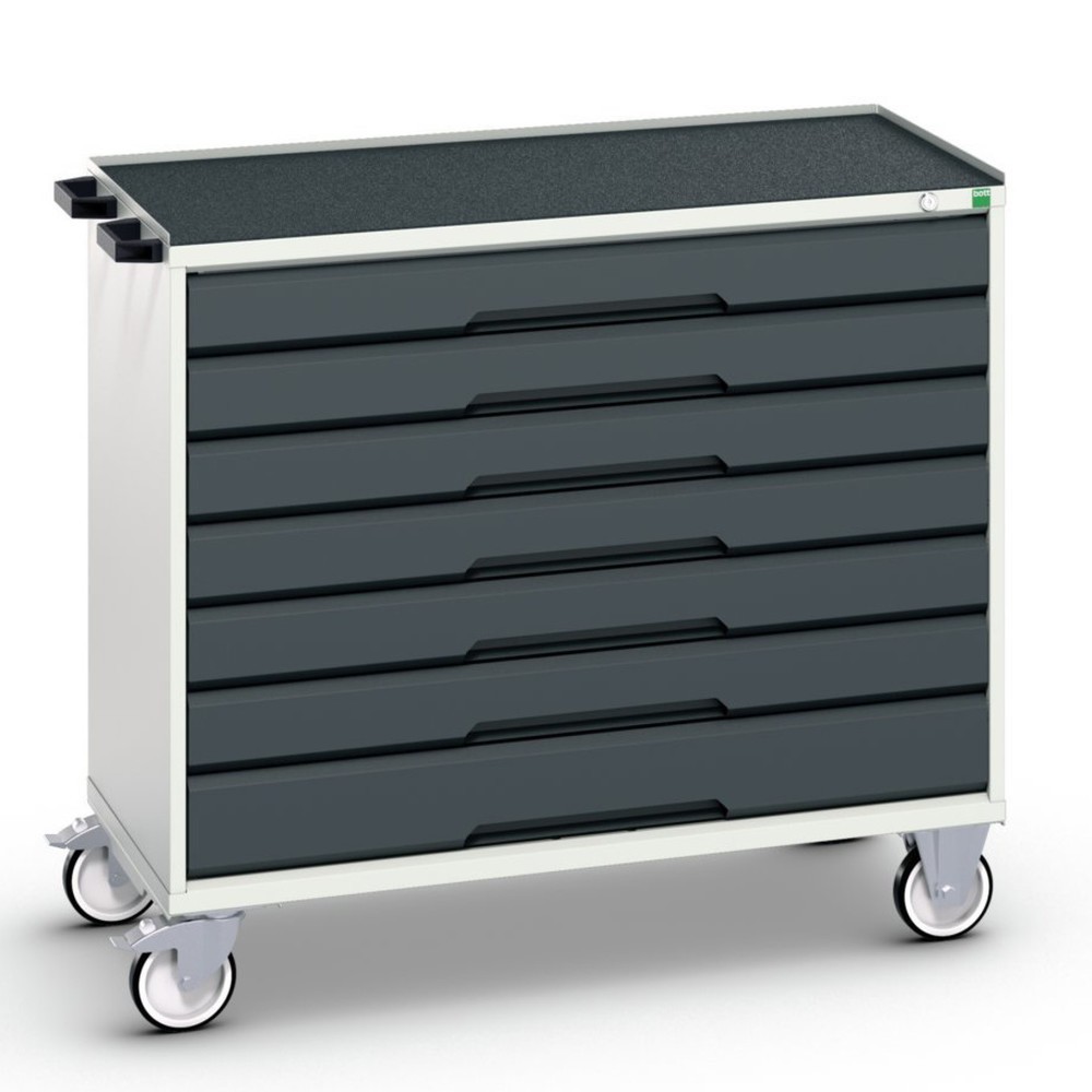 Obraz produktu: Mobilna szafa bott verso z 7 szufladami oraz krawędzią toczną, szer. x gł. x wys.: 1 050 x 550 x 965 mm