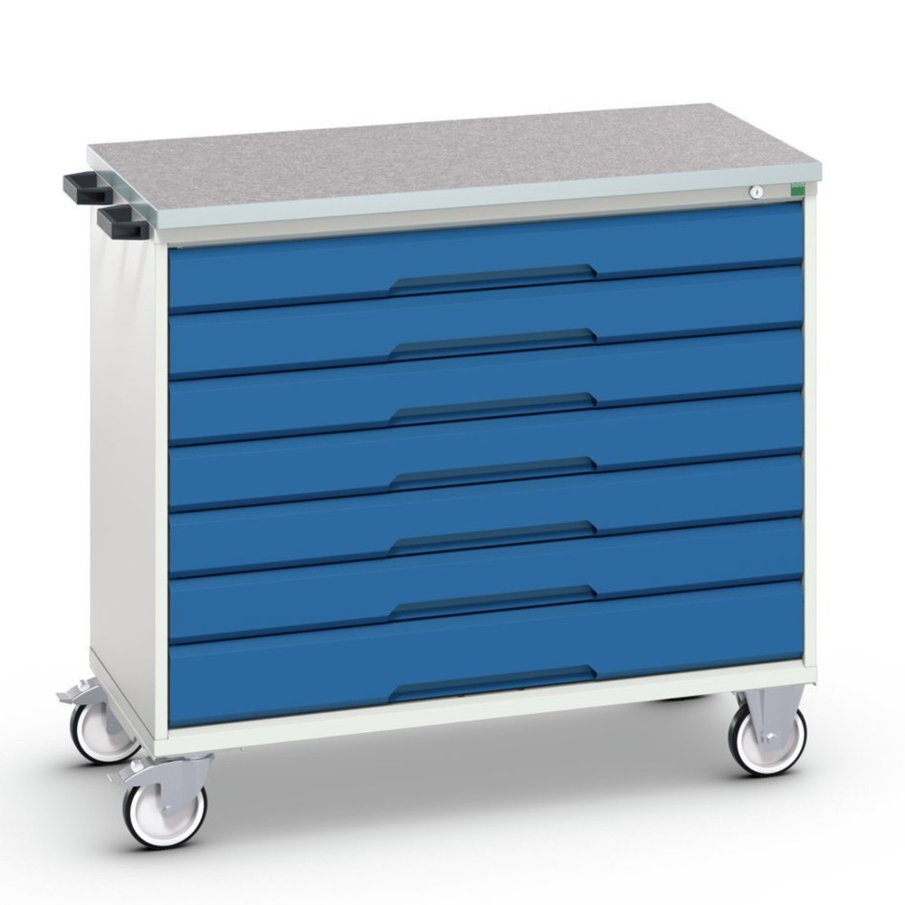 Obraz produktu: Mobilna szafa bott verso z 7 szufladami oraz półką z linoleum, szer. x gł. x wys.: 1 050 x 600 x 980 mm