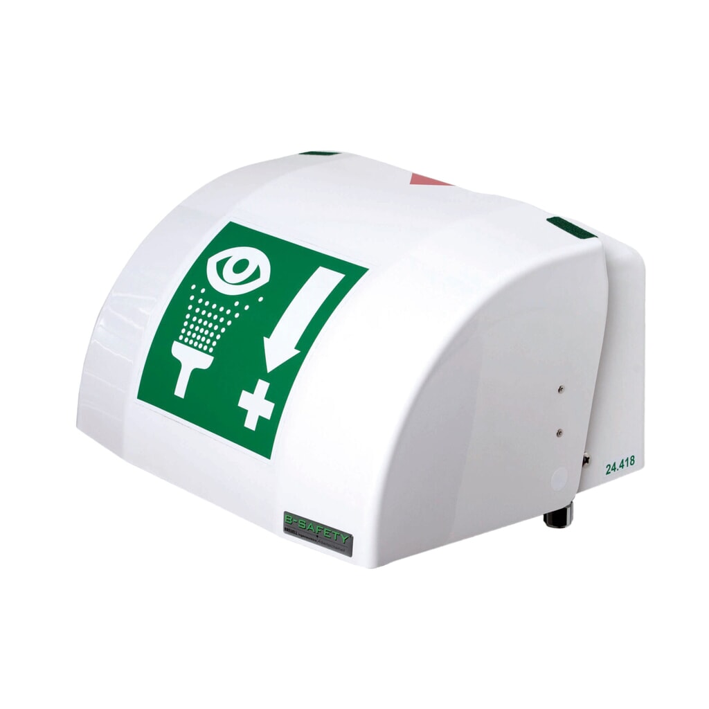 Myjka do oczu/twarzy B-Safety PremiumLine, zbiornik wychwytowy z pokrywą, montaż ścienny Zdjęcie produktu nr 1: Myjka do oczu/twarzy B-Safety PremiumLine, zbiornik wychwytowy z pokrywą, montaż ścienny