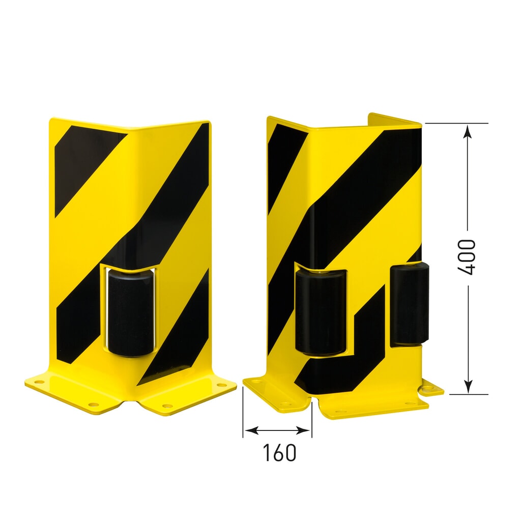 Osłona przeciwuderzeniowa z rolkami prowadzącymi, profil U, wys. x szer. x gł. 400 x 160 x 160 mm Zdjęcie produktu nr 2: Osłona przeciwuderzeniowa z rolkami prowadzącymi, profil U, wys. x szer. x gł. 400 x 160 x 160 mm