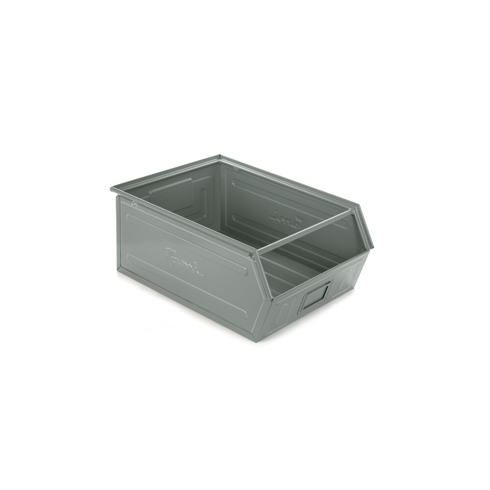 Zdjęcie produktu nr 1: Otwarty pojemnik magazynowy z blachy stalowej, wys. x szer. x gł. 300 x 450 x 700 mm, kolor szary popielaty, 6 szt./opakowanie