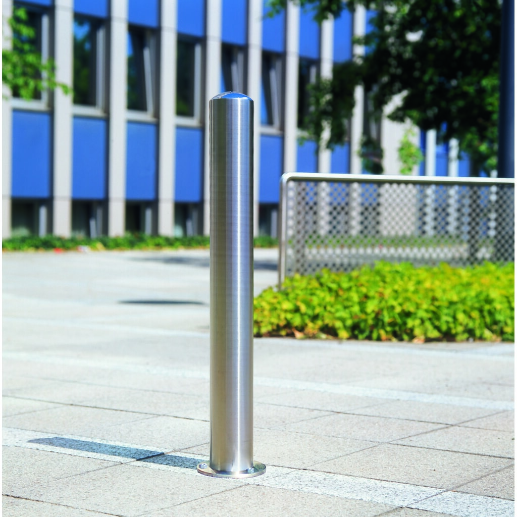 Pachołek CITY BERLIN, rura okrągła Ø 76 mm, do osadzenia w betonie wraz z tuleją gruntową, zdejmowany, zamek trójkątny Zdjęcie produktu nr 1: Pachołek CITY BERLIN, rura okrągła Ø 76 mm, do osadzenia w betonie wraz z tuleją gruntową, zdejmowany, zamek trójkątny