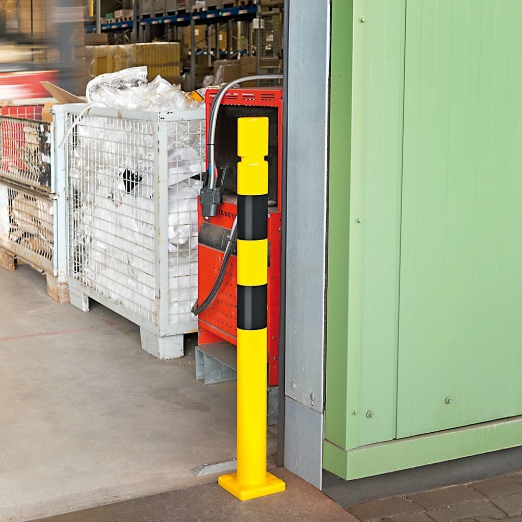 Pachołek przeciwuderzeniowy MORAVIA FLEX, z TPU, do montażu za pomocą kołków, wys. x Ø 1000 x 80 mm, żółto-czarny Zdjęcie produktu nr 2: Pachołek przeciwuderzeniowy MORAVIA FLEX, z TPU, do montażu za pomocą kołków, wys. x Ø 1000 x 80 mm, żółto-czarny