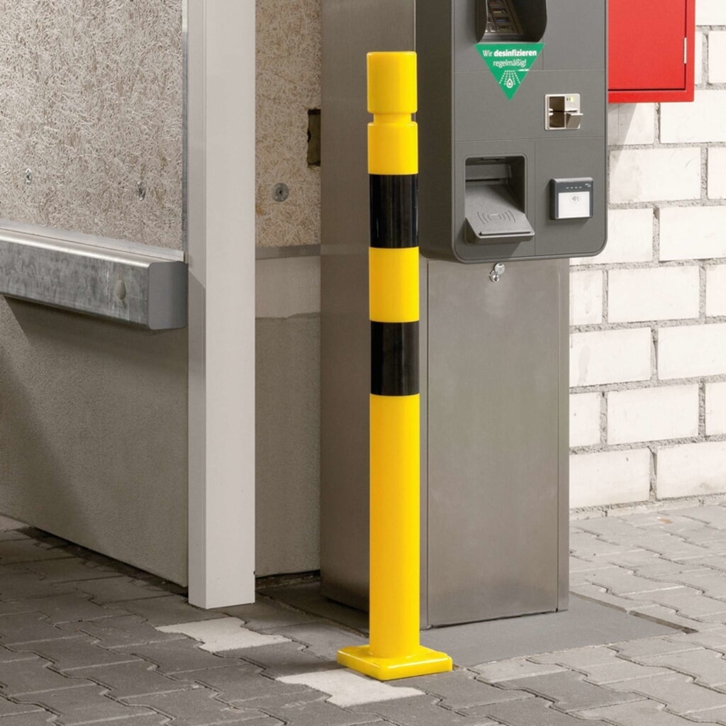 Pachołek przeciwuderzeniowy MORAVIA FLEX, z TPU, do montażu za pomocą kołków, wys. x Ø 1000 x 80 mm, żółto-czarny Zdjęcie produktu nr 5: Pachołek przeciwuderzeniowy MORAVIA FLEX, z TPU, do montażu za pomocą kołków, wys. x Ø 1000 x 80 mm, żółto-czarny
