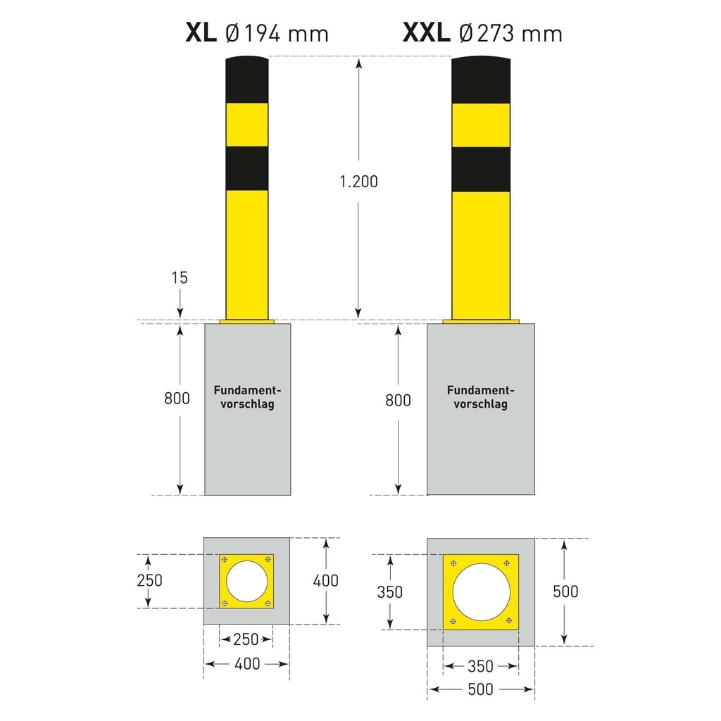 Pachołek przeciwuderzeniowy MORAVIA, do wkręcania, przeznaczony do zastosowania na zewnątrz, wysokość 1200 mm, Ø 273 mm Zdjęcie produktu nr 7: Pachołek przeciwuderzeniowy MORAVIA, do wkręcania, przeznaczony do zastosowania na zewnątrz, wysokość 1200 mm, Ø 273 mm