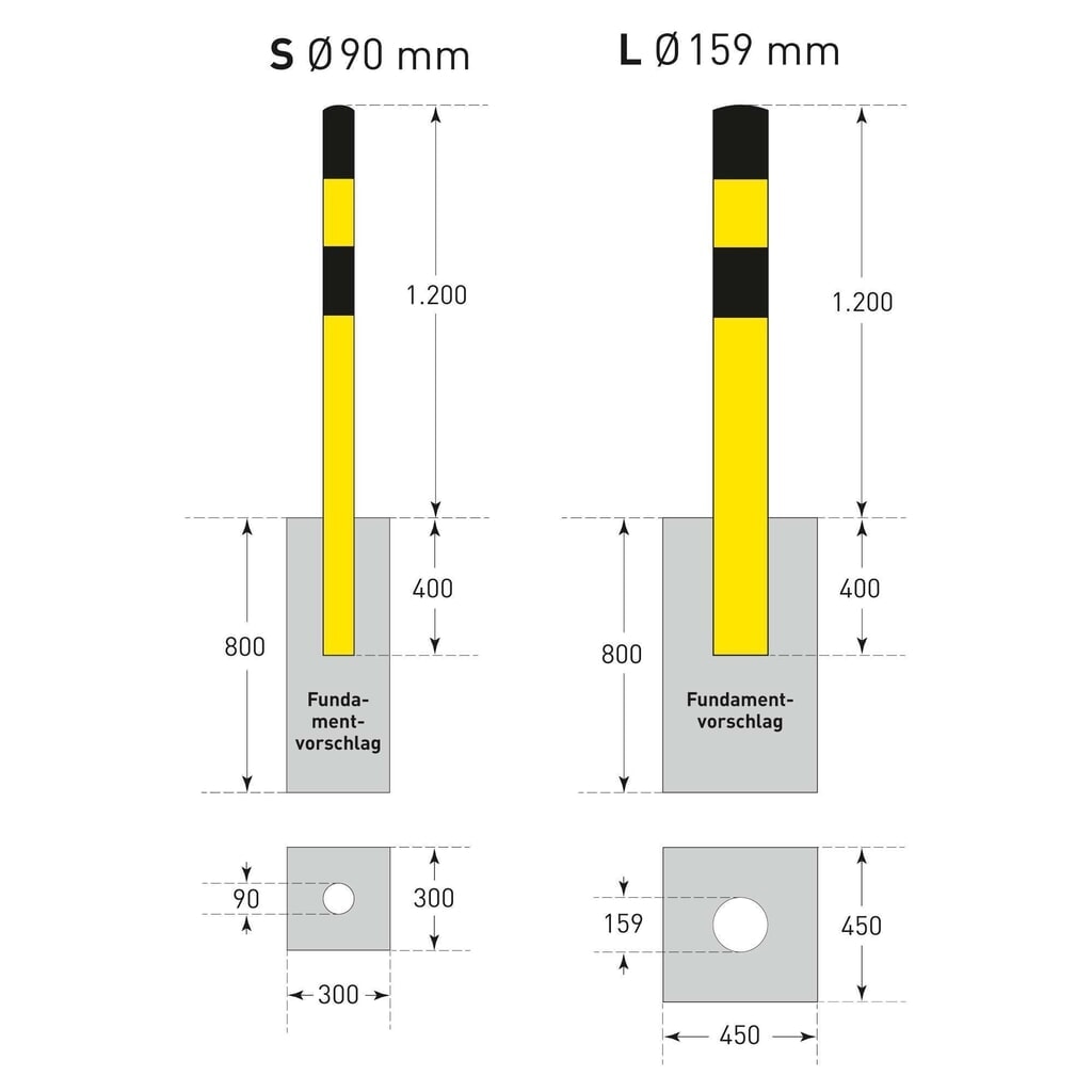 Pachołek przeciwuderzeniowy MORAVIA, do osadzenia w betonie, przeznaczony do zastosowania na zewnątrz, wysokość 1600 mm, Ø 90 mm Zdjęcie produktu nr 5: Pachołek przeciwuderzeniowy MORAVIA, do osadzenia w betonie, przeznaczony do zastosowania na zewnątrz, wysokość 1600 mm, Ø 90 mm