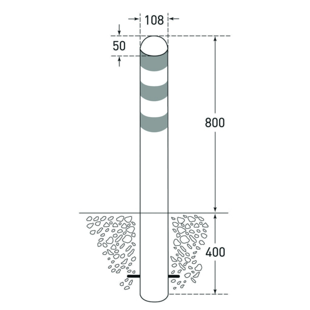 Zdjęcie produktu nr 2: Słupek ochronny do stacji ładujących I, Ø 108 mm, wysokość 1200 mm, do osadzania w betonie, stal, bez pierścieni odblaskowych