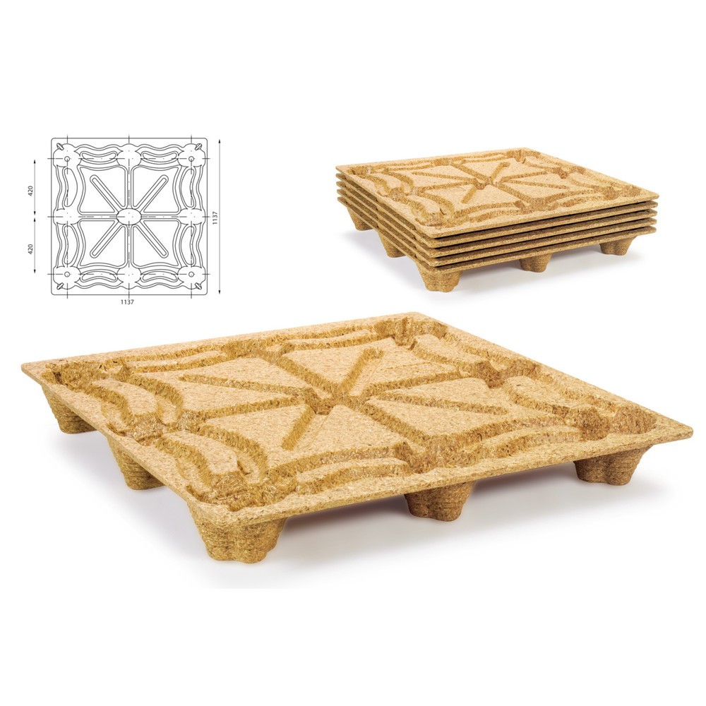 Zdjęcie produktu nr 2: Paleta do drewna prasowanego, format pojemnika, 1140 x 1,140 mm, dyn. nośność 1,250 kg, 9 stóp