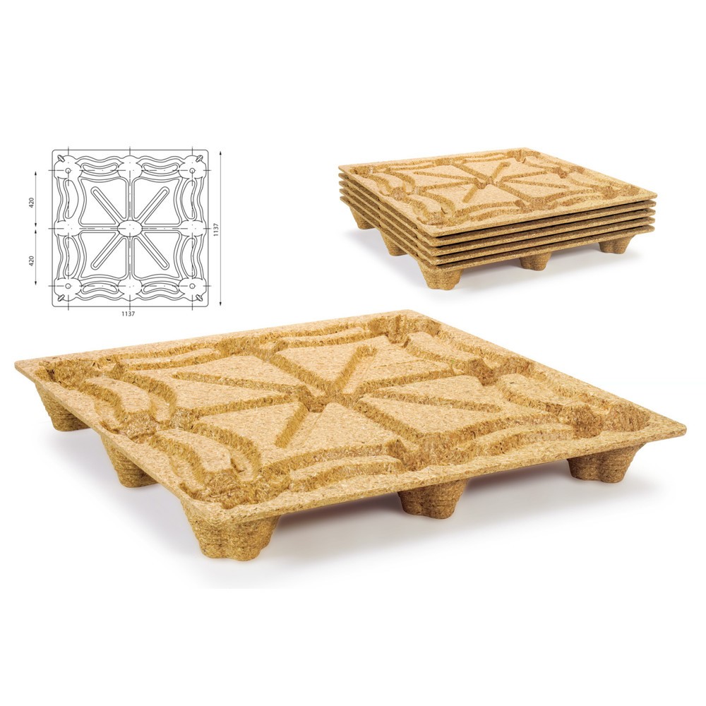 Zdjęcie produktu nr 2: Paleta do drewna prasowanego, format kontenerowy, 1140 x 1,140 mm, dyn. tk 900 kg, 9 stóp