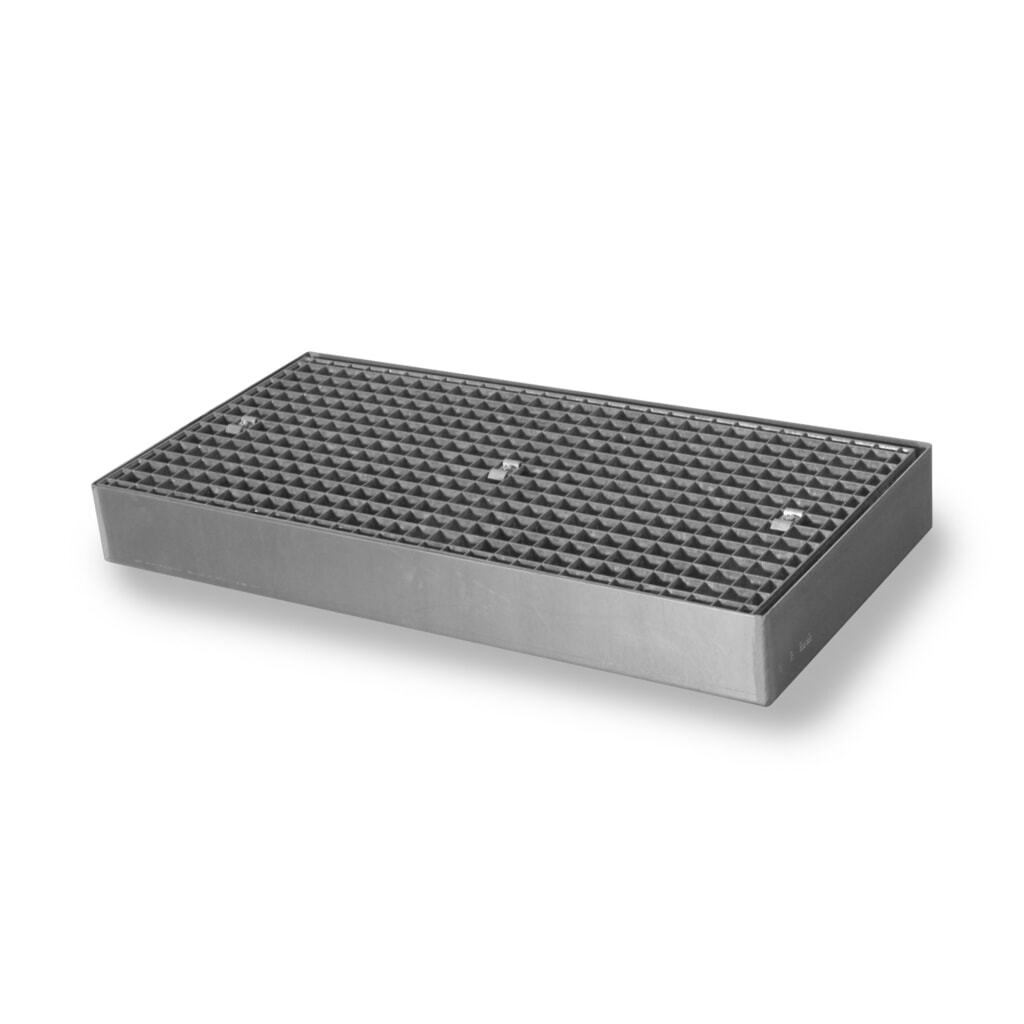 Płaska wanna ociekowa ze stali, udźwig 6 500 kg/m², wys. x szer. x gł. 118 x 500 x 1000 mm Zdjęcie produktu: Płaska wanna ociekowa ze stali, udźwig 6 500 kg/m², wys. x szer. x gł. 118 x 500 x 1000 mm