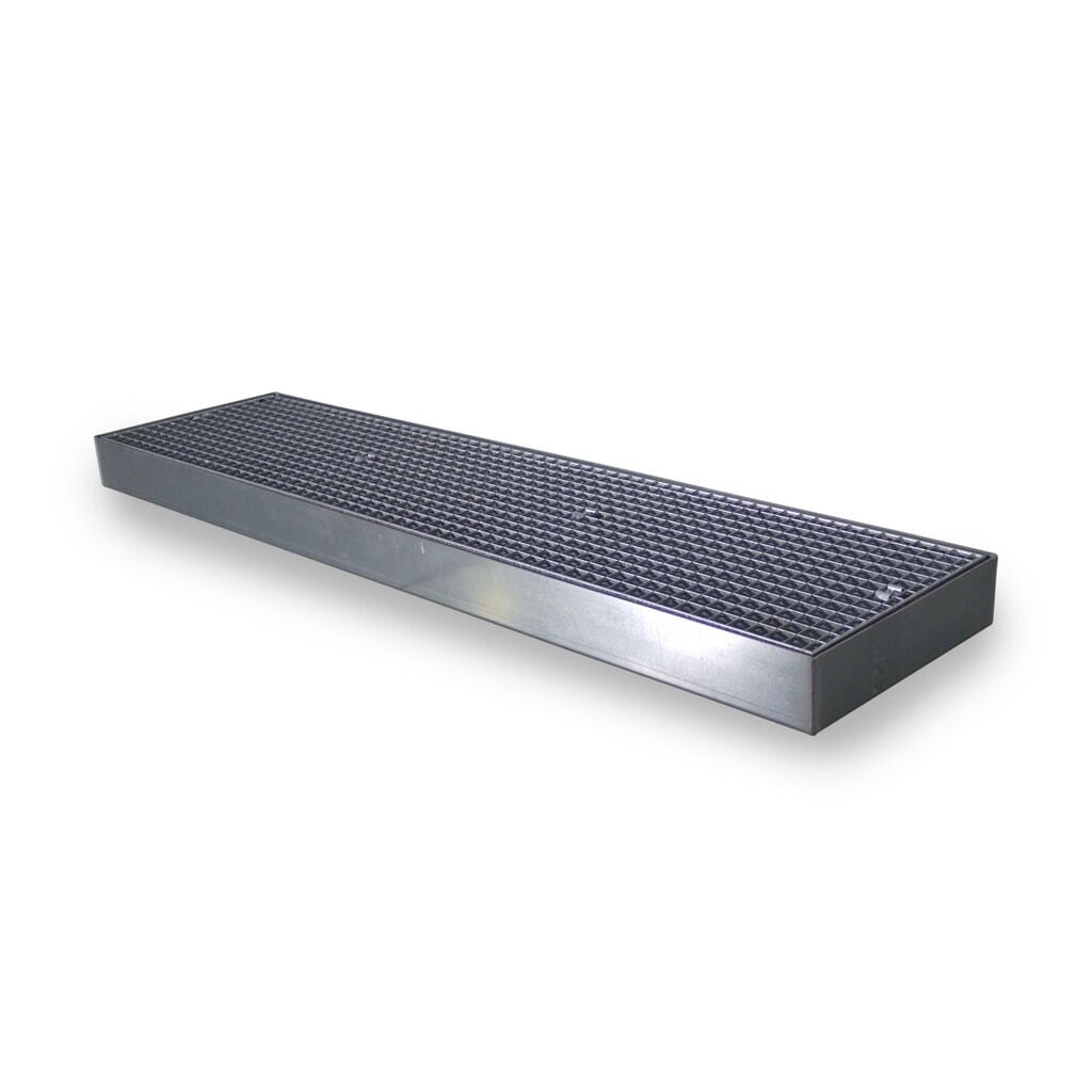 Płaska wanna ociekowa ze stali, udźwig 6 500 kg/m², wys. x szer. x gł. 118 x 500 x 2000 mm Zdjęcie produktu: Płaska wanna ociekowa ze stali, udźwig 6 500 kg/m², wys. x szer. x gł. 118 x 500 x 2000 mm