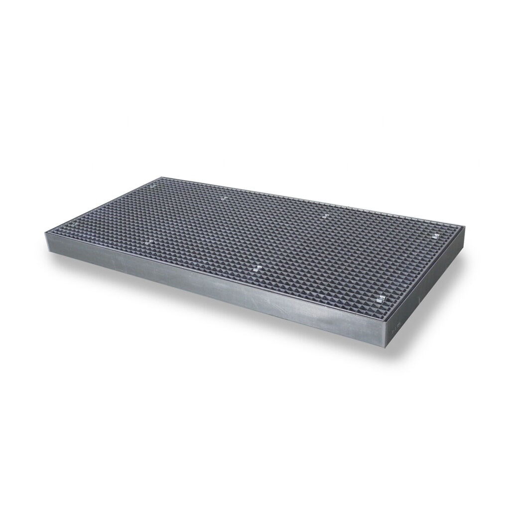 Płaska wanna ociekowa ze stali, udźwig 6 500 kg/m², wys. x szer. x gł. 118 x 1000 x 2000 mm Zdjęcie produktu: Płaska wanna ociekowa ze stali, udźwig 6 500 kg/m², wys. x szer. x gł. 118 x 1000 x 2000 mm