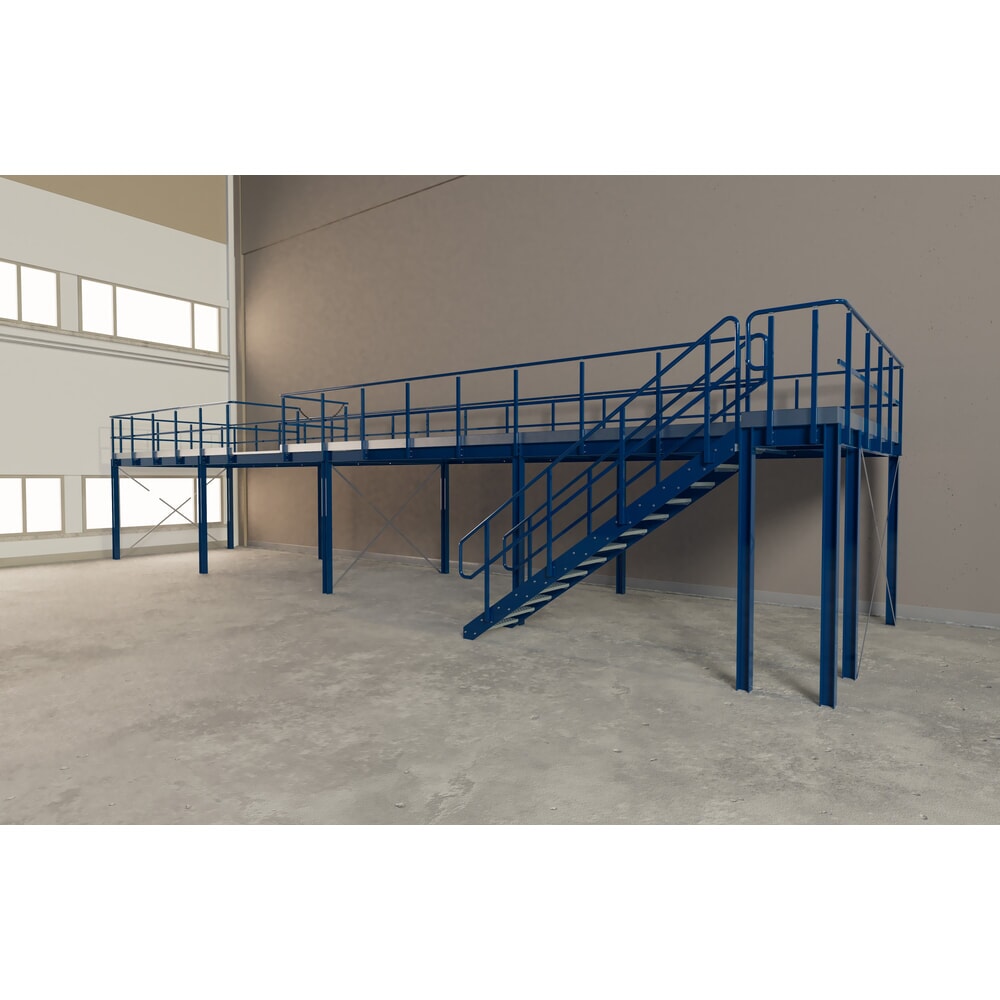 Zdjęcie produktu nr 5: Platforma schodowa dla systemu modułowego platformy magazynowej, wyjście na prawo, niebieski gencjanowy