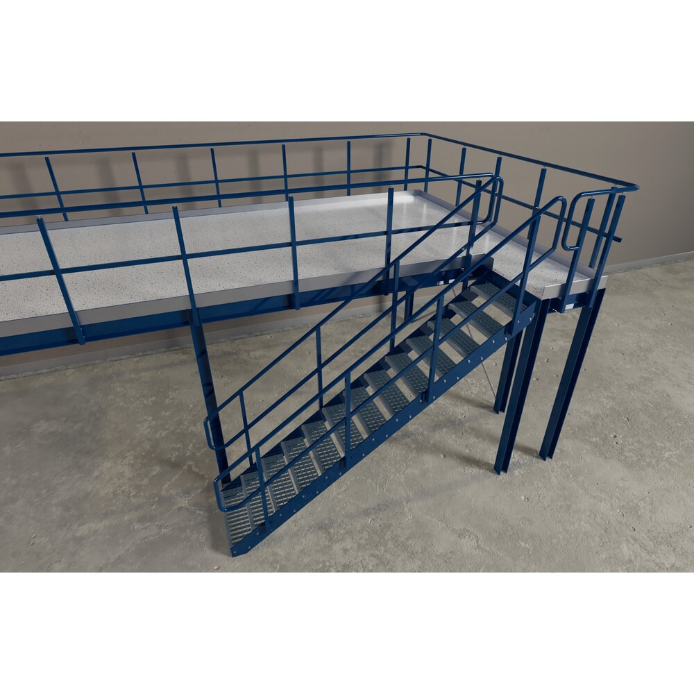 Zdjęcie produktu nr 6: Platforma schodowa dla systemu modułowego platformy magazynowej, wyjście na prawo, niebieski gencjanowy