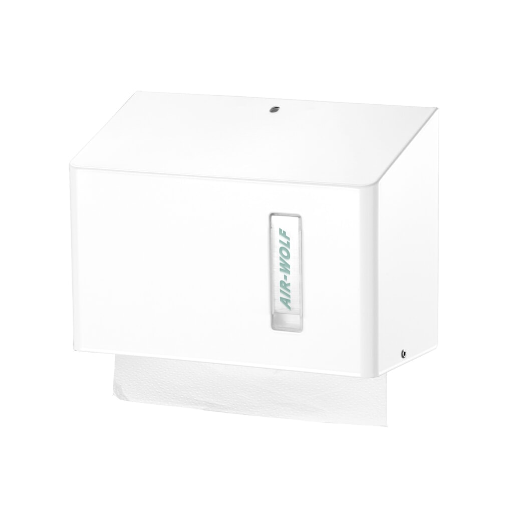 Podajnik ręczników papierowych Air-Wolf serii Omega na ok. 300 ręczników papierowych, kolor biały Zdjęcie produktu nr 1: Podajnik ręczników papierowych Air-Wolf serii Omega na ok. 300 ręczników papierowych, kolor biały