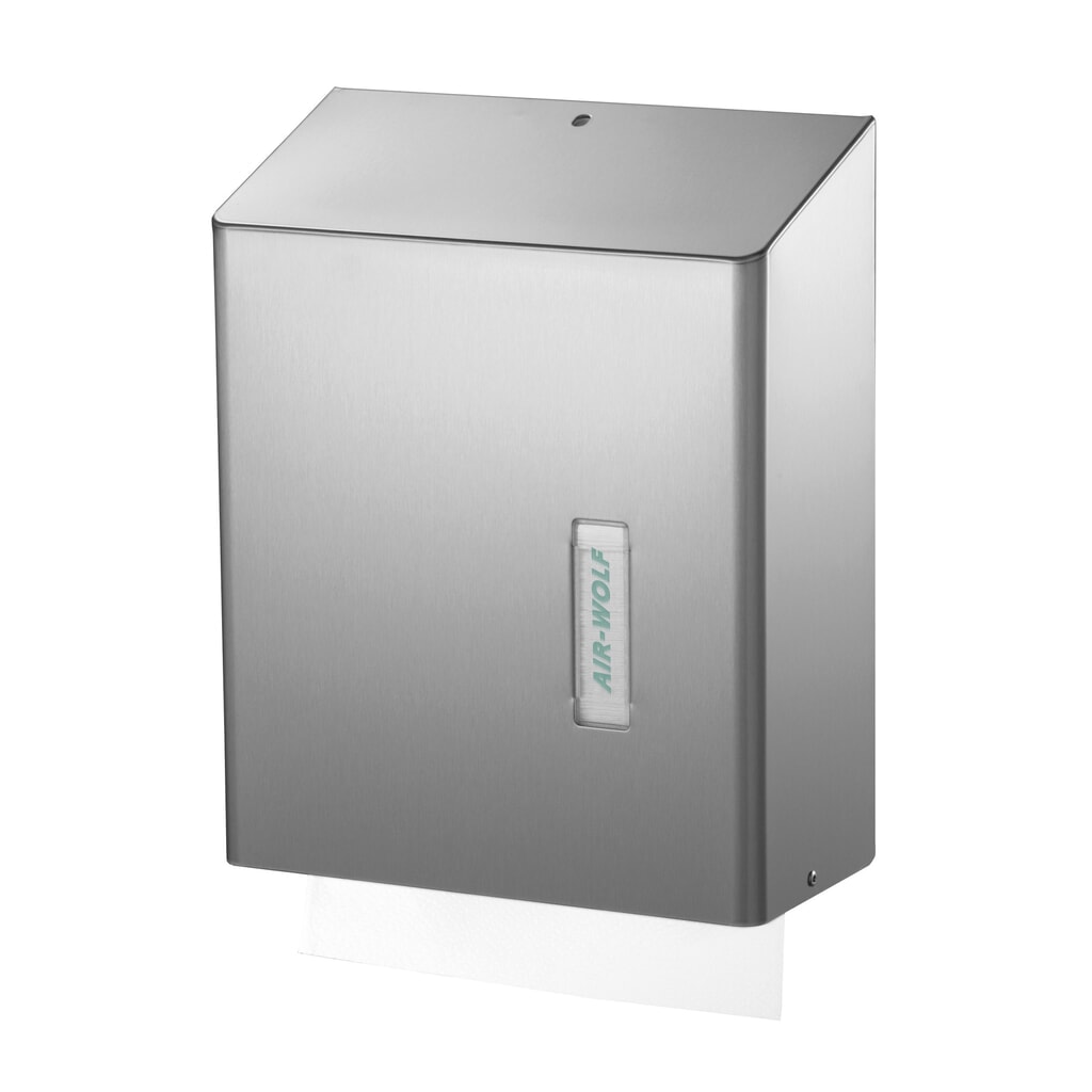 Zdjęcie produktu nr 1: Podajnik ręczników papierowych Air-Wolf serii Omega na ok. 500 ręczników papierowych, szczotkowana stal szlachetna