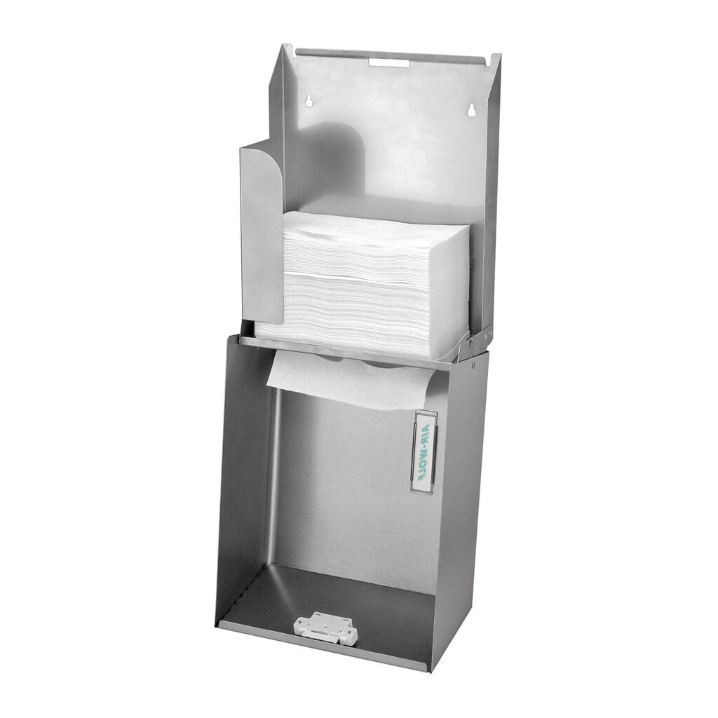 Zdjęcie produktu nr 2: Podajnik ręczników papierowych Air-Wolf serii Omega na ok. 500 ręczników papierowych, szczotkowana stal szlachetna