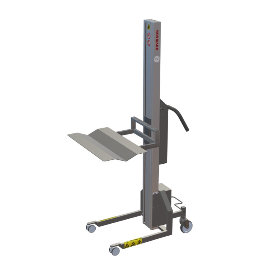 Podnośnik HOVMAND z platformą Wave do rolek o masie do 100 kg, wysokość podnoszenia 1242 mm, udźwig 130 kg Zdjęcie produktu nr 1: Podnośnik HOVMAND z platformą Wave do rolek o masie do 100 kg, wysokość podnoszenia 1242 mm, udźwig 130 kg