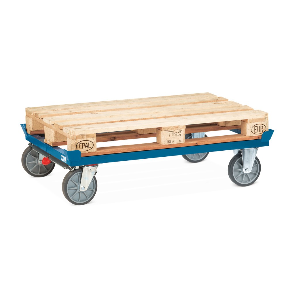 Zdjęcie produktu nr 2: Podwozie jezdne fetra® z narożnikami, udźwig 750 kg, do palet 1200 x 800 mm, ogumienie TPE, z centralnym hamulcem