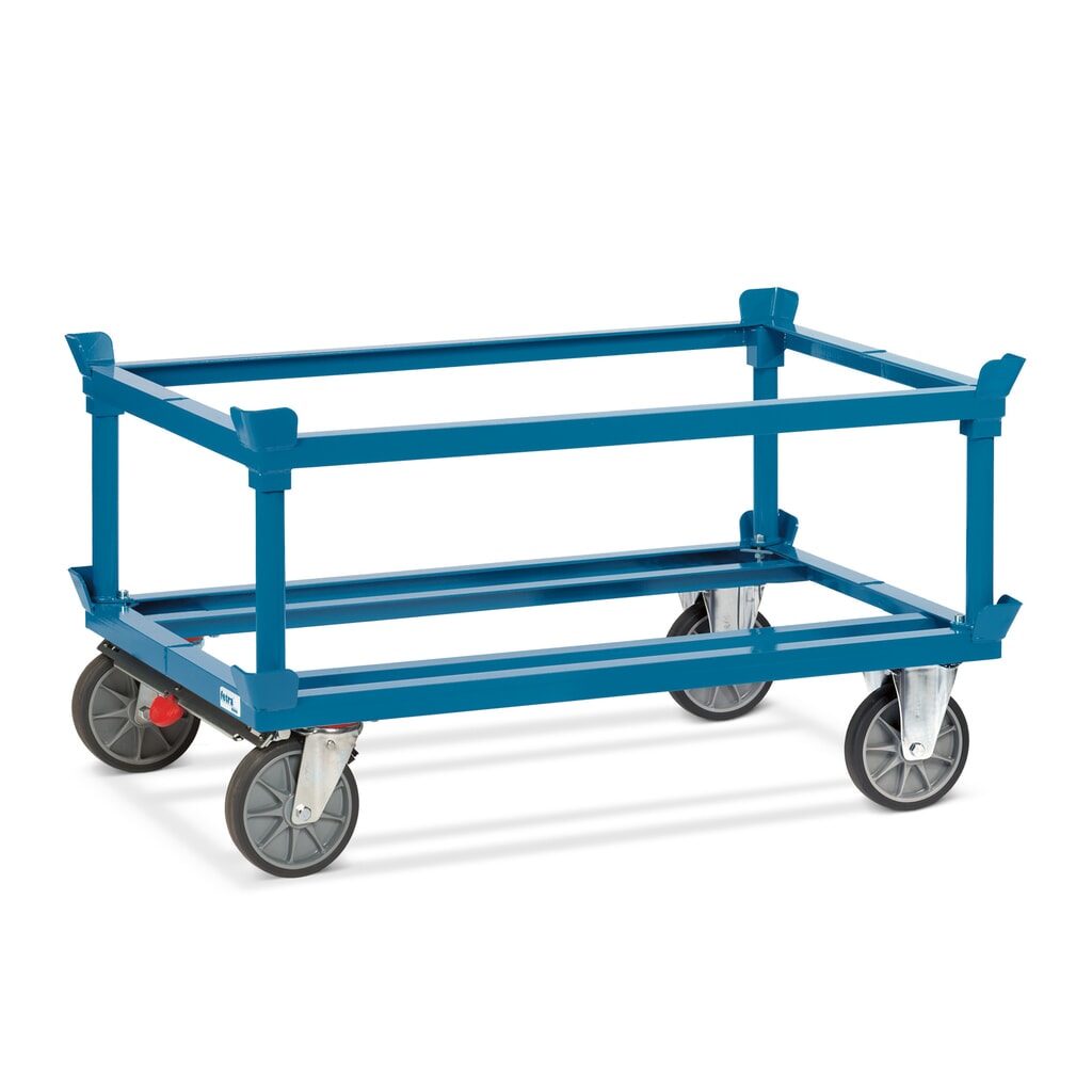 Podwozie jezdne fetra® z narożnikami, udźwig 750 kg, do palet 1200 x 800 mm, ogumienie TPE, z centralnym hamulcem Zdjęcie produktu nr 3: Podwozie jezdne fetra® z narożnikami, udźwig 750 kg, do palet 1200 x 800 mm, ogumienie TPE, z centralnym hamulcem
