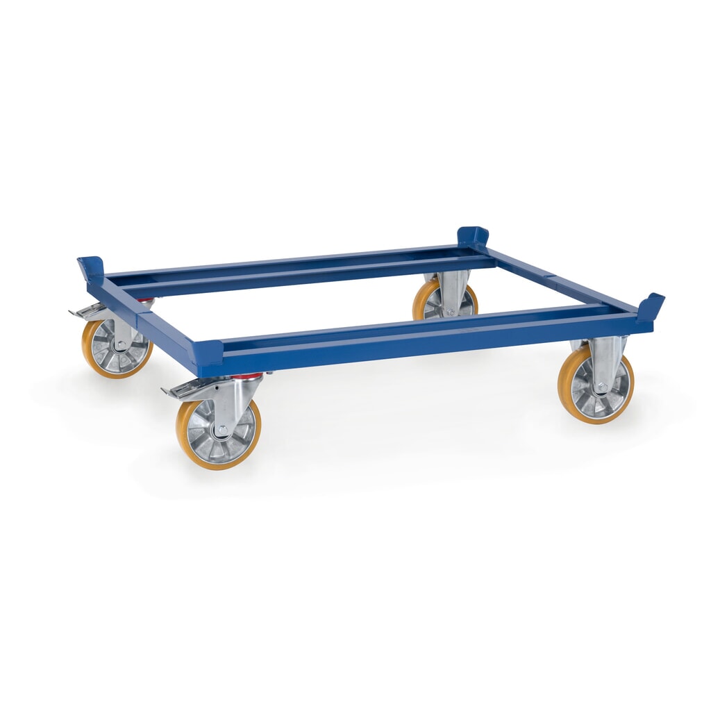 Podwozie paletowe fetra®, koła z PU, udźwig 1050 kg, wymiary 1210 x 1010 mm, kolor niebieski brylantowy Zdjęcie produktu: Podwozie paletowe fetra®, koła z PU, udźwig 1050 kg, wymiary 1210 x 1010 mm, kolor niebieski brylantowy