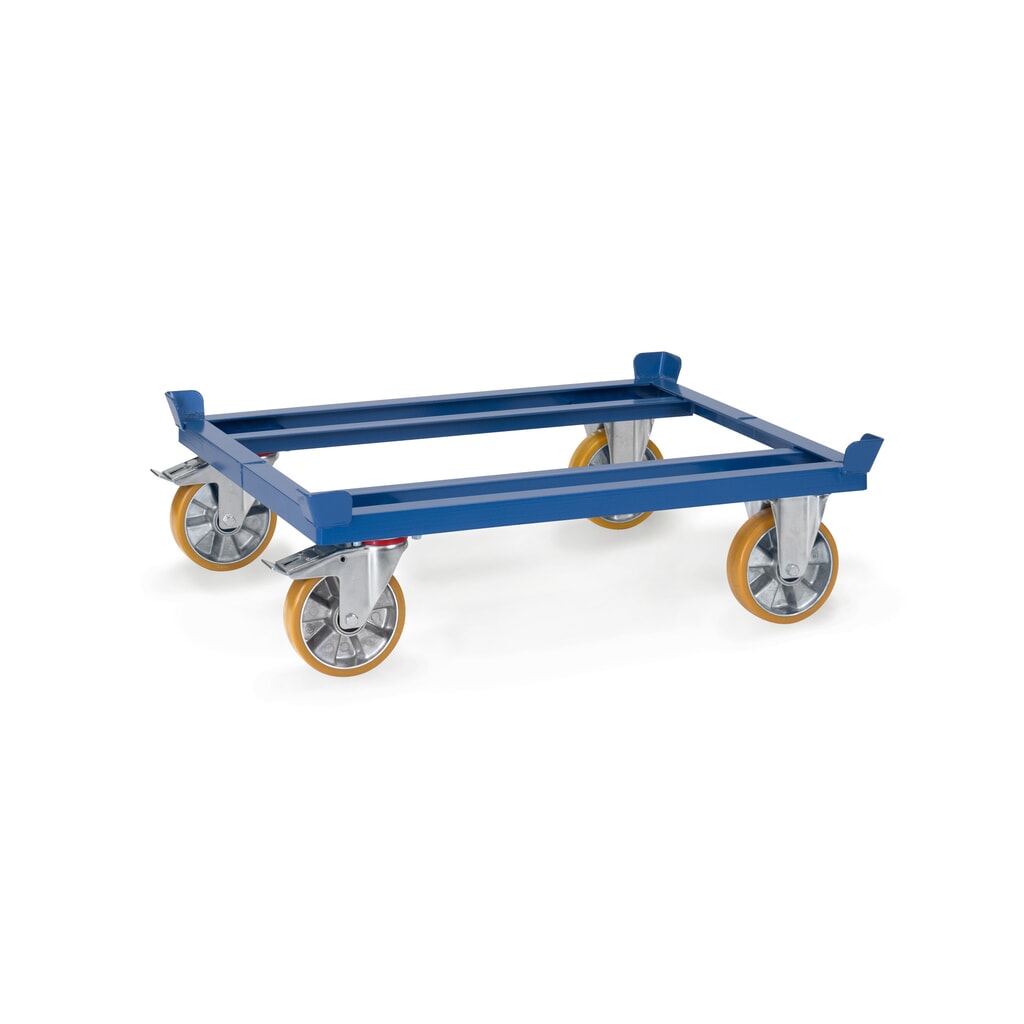 Podwozie paletowe fetra®, koła z PU, udźwig 1050 kg, wymiary 1010 x 810 mm, kolor niebieski brylantowy Zdjęcie produktu: Podwozie paletowe fetra®, koła z PU, udźwig 1050 kg, wymiary 1010 x 810 mm, kolor niebieski brylantowy