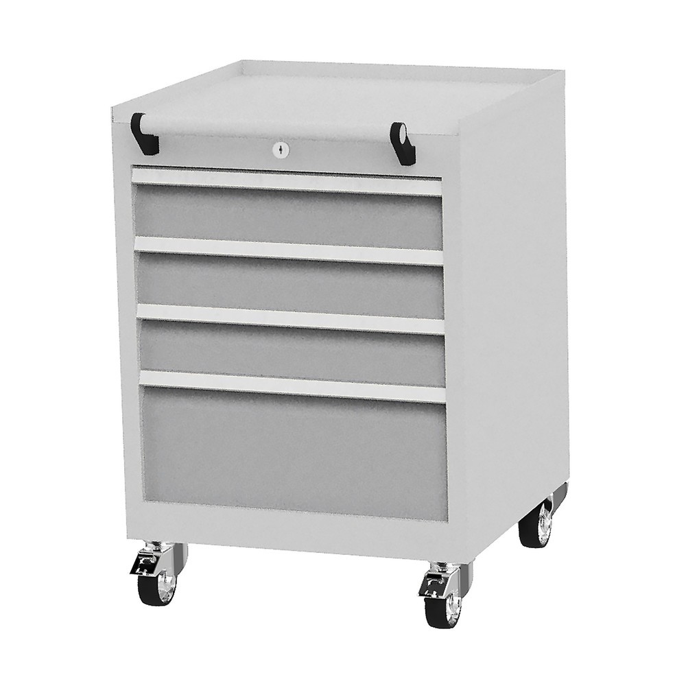 Zdjęcie produktu nr 1: Pojemnik na kółkach Bedrunka+Hirth, udźwig szuflad 50 kg, pełny wysuw, wys. x szer. x gł. 805 x 530 x 500 mm, szary okienny