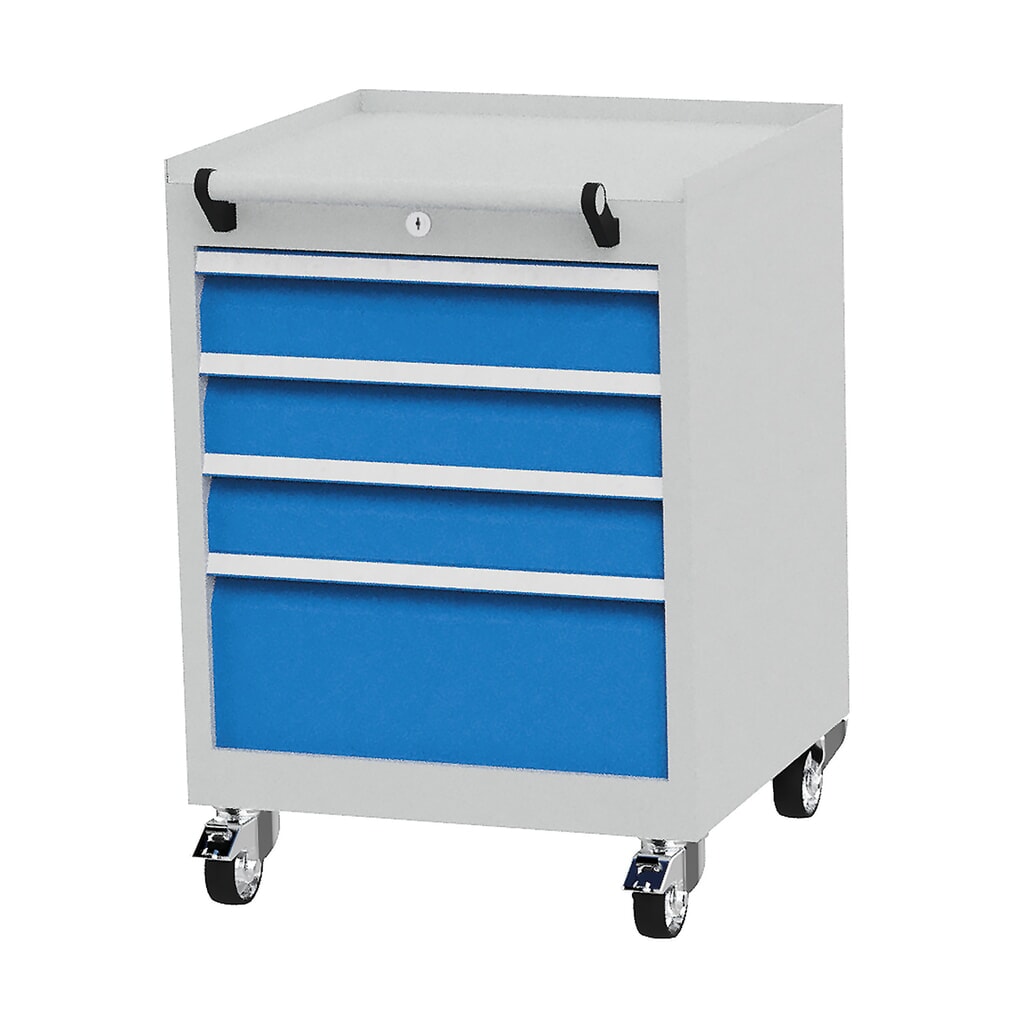 Pojemnik na kółkach Bedrunka+Hirth, udźwig szuflad 50 kg, pełny wysuw, wys. x szer. x gł. 805 x 530 x 500 mm, niebieski jasny Zdjęcie produktu nr 1: Pojemnik na kółkach Bedrunka+Hirth, udźwig szuflad 50 kg, pełny wysuw, wys. x szer. x gł. 805 x 530 x 500 mm, niebieski jasny