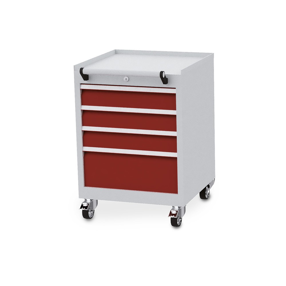 Zdjęcie produktu nr 1: Pojemnik na kółkach Bedrunka+Hirth, udźwig szuflad 50 kg, pełny wysuw, wys. x szer. x gł. 805 x 530 x 500 mm, czerwony rubinowy