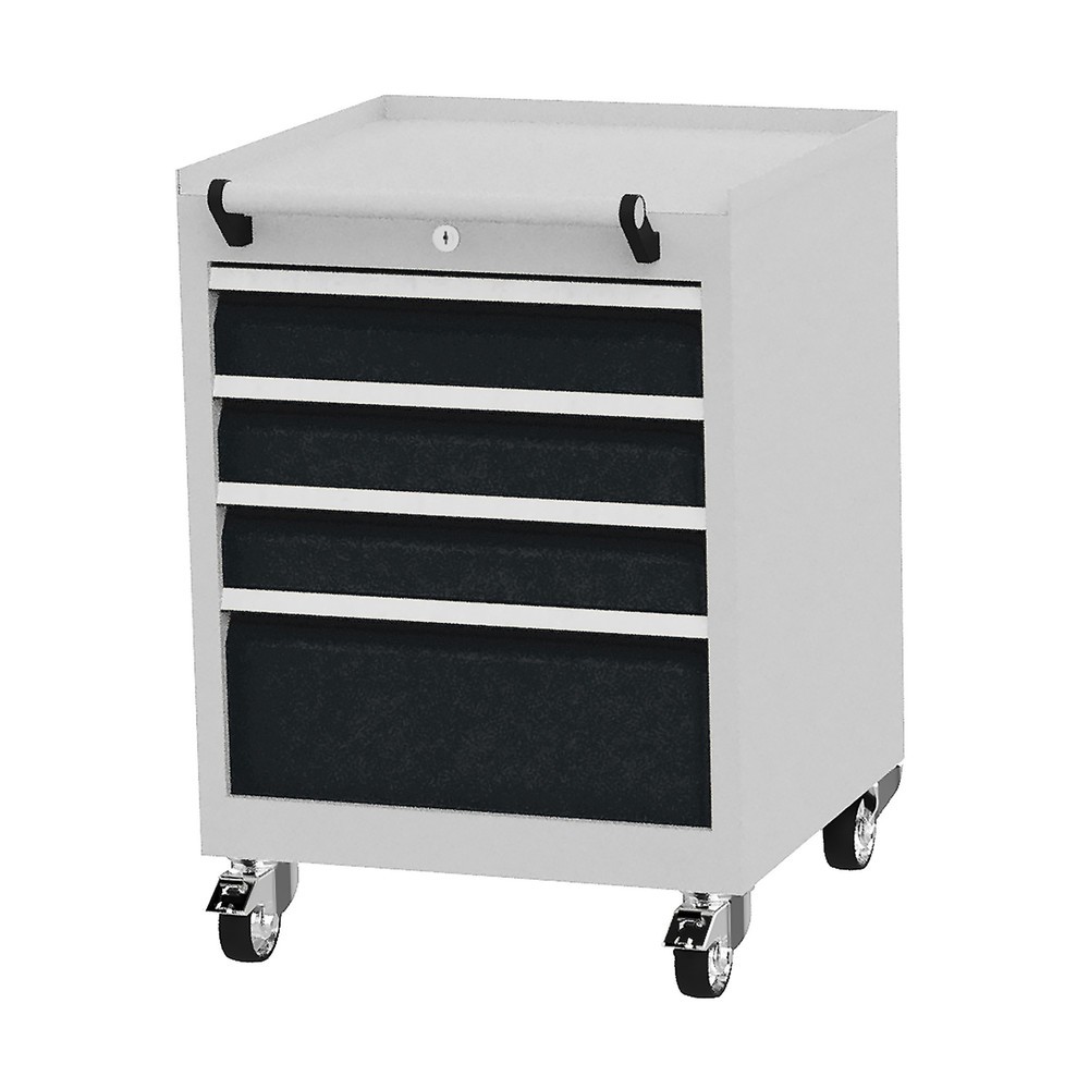 Zdjęcie produktu nr 1: Pojemnik na kółkach Bedrunka+Hirth, udźwig szuflad 50 kg, pełny wysuw, wys. x szer. x gł. 805 x 530 x 500 mm, czarny głęboki