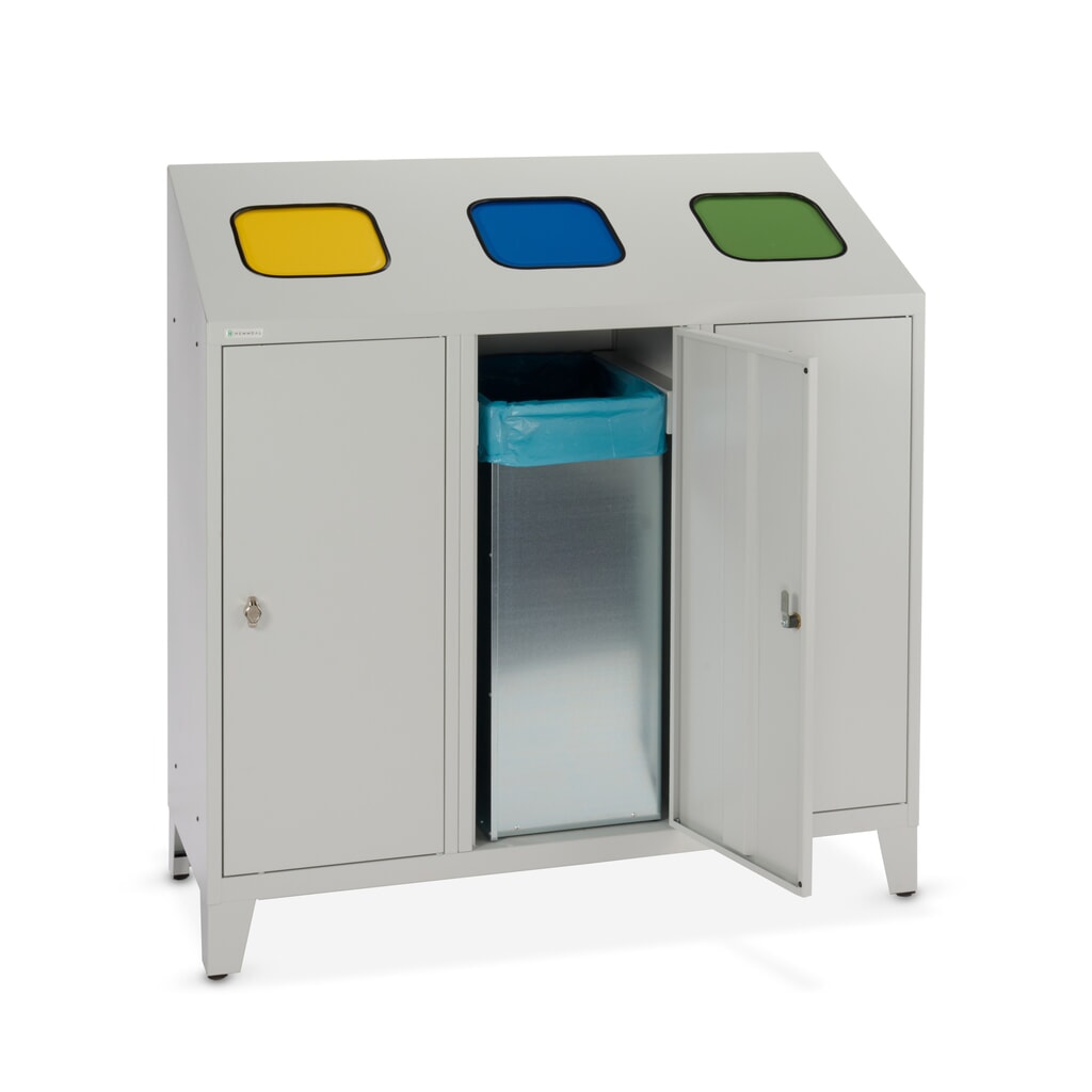 Pojemnik na odpadki do recyklingu HEMMDAL Trio, z 3 pojemnikami wewnętrznymi, po 120 litrów każdy Zdjęcie produktu nr 9: Pojemnik na odpadki do recyklingu HEMMDAL Trio, z 3 pojemnikami wewnętrznymi, po 120 litrów każdy