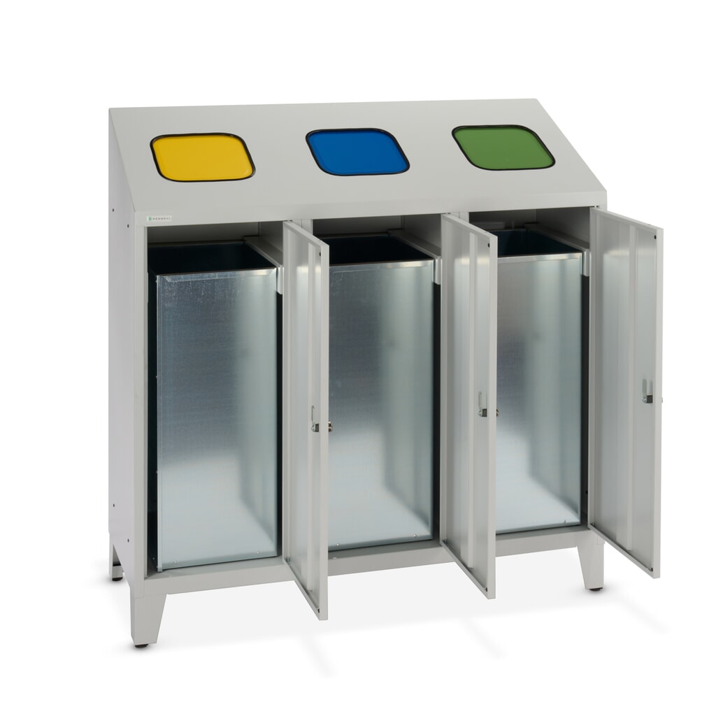Pojemnik na odpadki do recyklingu HEMMDAL Trio, z 3 pojemnikami wewnętrznymi, po 120 litrów każdy Zdjęcie produktu nr 10: Pojemnik na odpadki do recyklingu HEMMDAL Trio, z 3 pojemnikami wewnętrznymi, po 120 litrów każdy