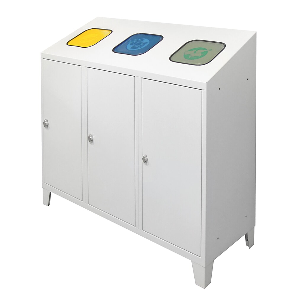 Pojemnik na odpadki do recyklingu HEMMDAL Trio, z 3 uchwytami na worki, po 120 litrów każdy Zdjęcie produktu: Pojemnik na odpadki do recyklingu HEMMDAL Trio, z 3 uchwytami na worki, po 120 litrów każdy