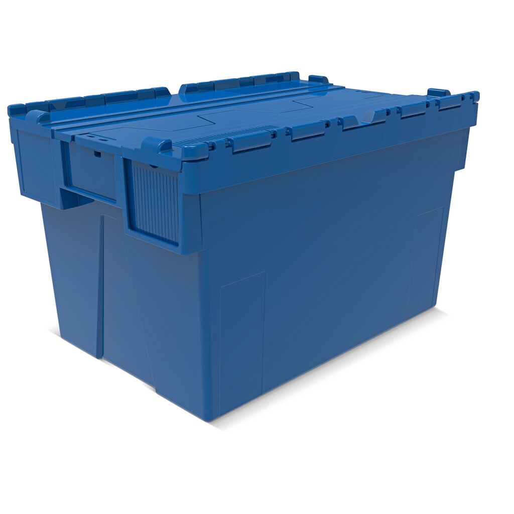 Zdjęcie produktu: Europojemnik Alpha wykonany z PP z pokrywą, niebieski, 65 l, wys. x szer. x gł. 365 x 600 x 400 mm