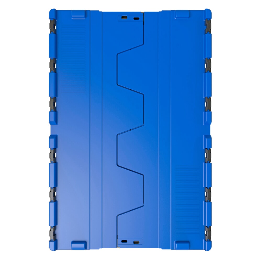 Zdjęcie produktu nr 2: Europojemnik Alpha wykonany z regranulatu PP z pokrywą, czarno-niebieski, 77 l, wys. x szer. x gł. 400 x 600 x 400 mm