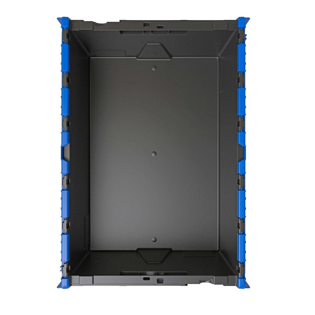 Europojemnik Alpha wykonany z regranulatu PP z pokrywą, czarno-niebieski, 77 l, wys. x szer. x gł. 400 x 600 x 400 mm Zdjęcie produktu nr 3: Europojemnik Alpha wykonany z regranulatu PP z pokrywą, czarno-niebieski, 77 l, wys. x szer. x gł. 400 x 600 x 400 mm
