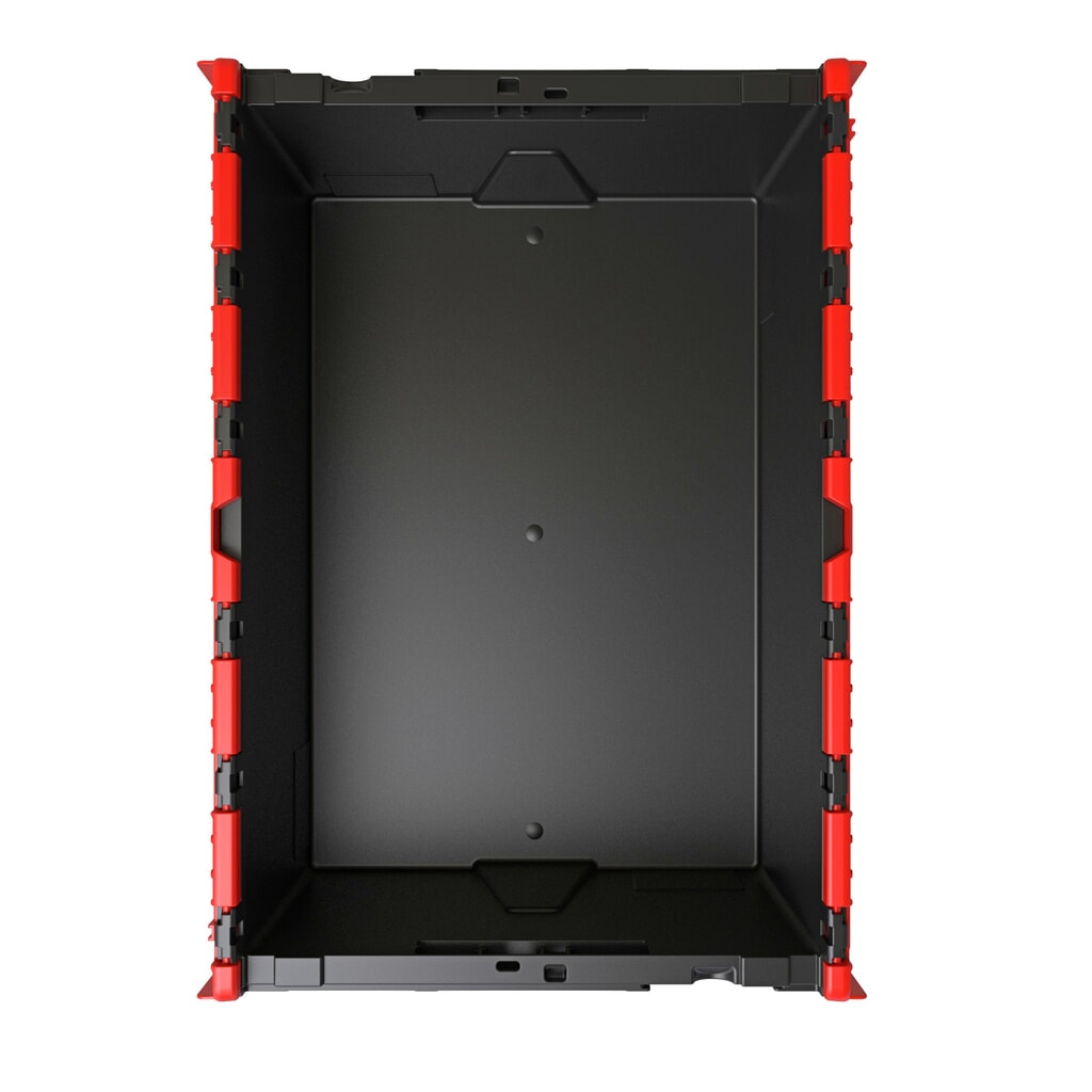 Zdjęcie produktu nr 3: Europojemnik Alpha wykonany z regranulatu PP z pokrywą, czarno-czerwony, 77 l, wys. x szer. x gł. 400 x 600 x 400 mm