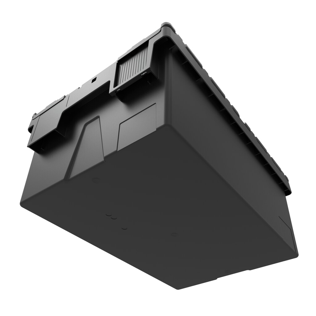 Europojemnik Alpha wykonany z regranulatu PP z pokrywą, czarno-zielony, 56 l, wys. x szer. x gł. 310 x 600 x 400 mm Zdjęcie produktu nr 4: Europojemnik Alpha wykonany z regranulatu PP z pokrywą, czarno-zielony, 56 l, wys. x szer. x gł. 310 x 600 x 400 mm