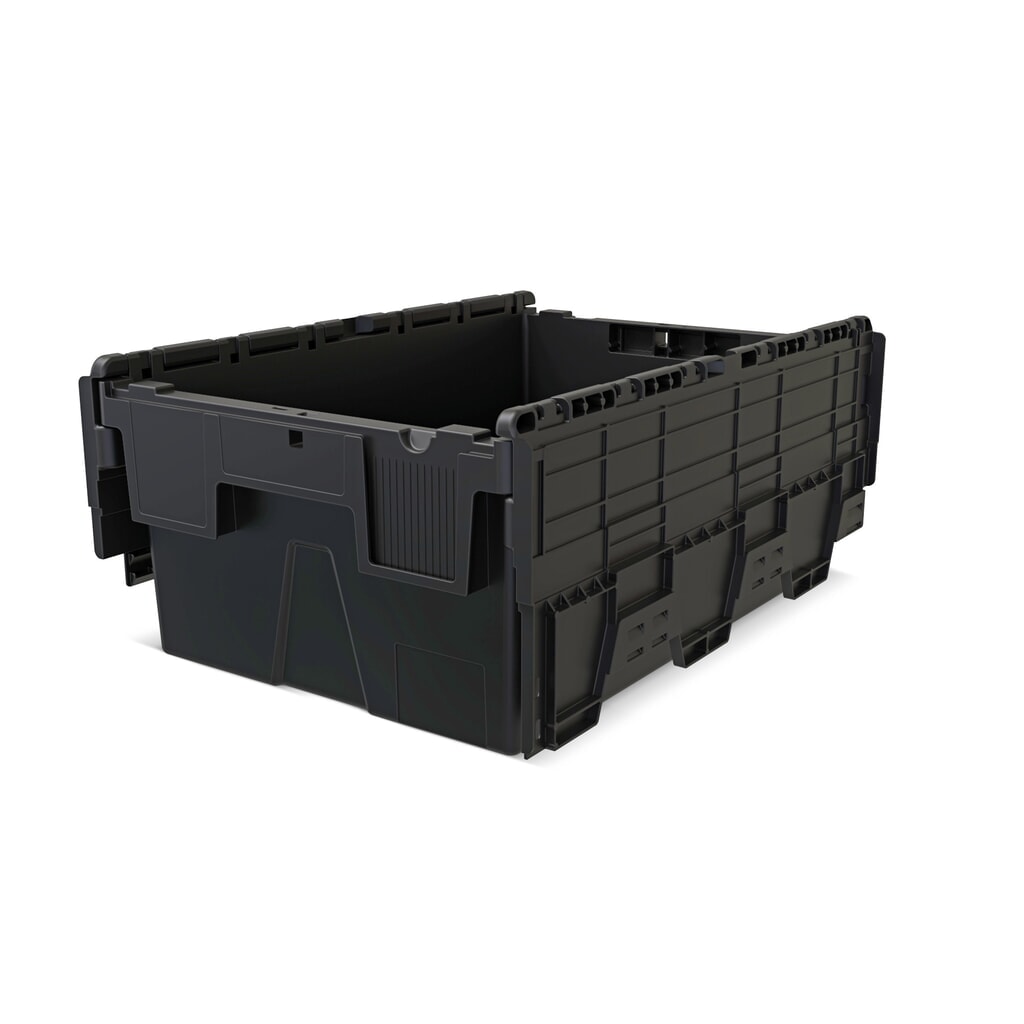 Europojemnik Alpha wykonany z regranulatu PP z pokrywą, czarny, 40 l, wys. x szer. x gł. 250 x 600 x 400 mm Zdjęcie produktu nr 3: Europojemnik Alpha wykonany z regranulatu PP z pokrywą, czarny, 40 l, wys. x szer. x gł. 250 x 600 x 400 mm